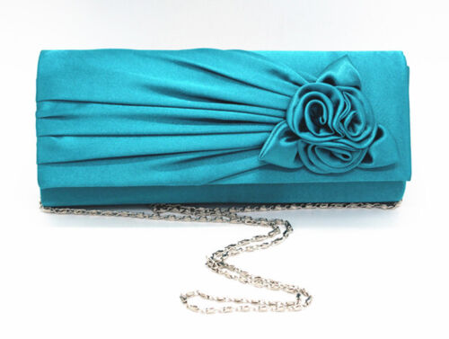 NEW Evening Clutch Bag Shining Satin Lady Wedding Bridal Chain MULTI COLOR gift