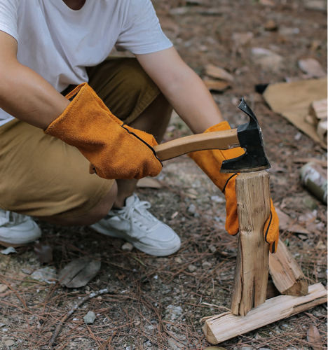 Outdoor Camp BBQ Long Anti-hot Gloves Cowhide Leather Heat Resistant Protection