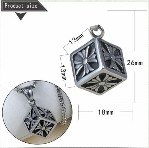 NEW Fashion Unisex Silver Stainless Steel magic cube Pendant Necklace Chain Gift