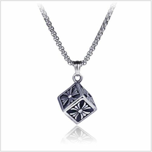 NEW Fashion Unisex Silver Stainless Steel magic cube Pendant Necklace Chain Gift