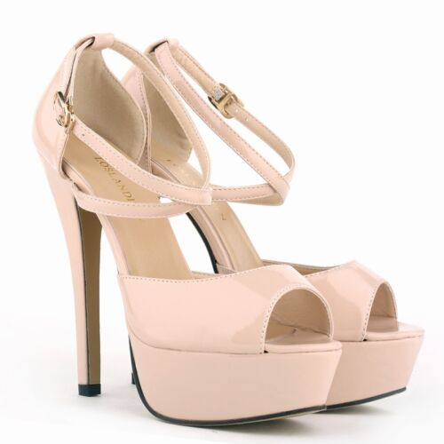 WOMENS PATENT PLATFORM HIGH HEELS OPEN TOE CORSET SANDALS COURT SHOES