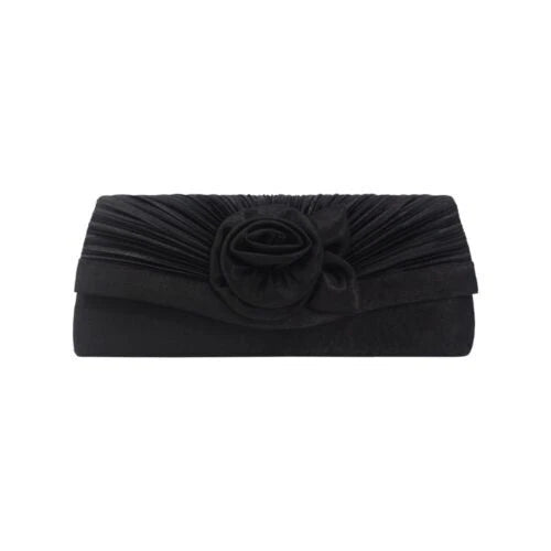Women Satin Flower Evening Clutch Bag Wedding Party Prom Bridal Shoulder Handbag 15 Colour