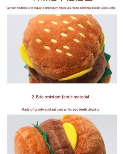 Hamburger Vocalized Plush Toy Grinding Teeth Cleaning Bite Resistant Dog Boredom