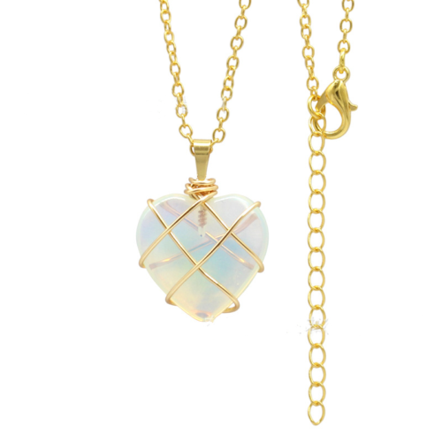 Women Winding Heart Shape Crystal Pendant Fashion Colored Gemstones Necklace