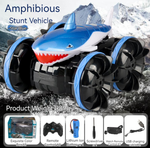 Amphibious Shark Stunt Car Remote Control Wireless Electric Toy Boy Kids Gift