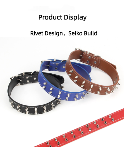 New Large And Medium Size Dog PU Leather Rivet Collar Punk Style Dog Collar