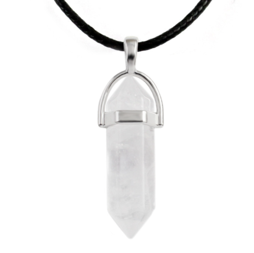 Natural Quartz Crystal Chakra Cut Gemstone Pendant Healing Point Reiki Necklace