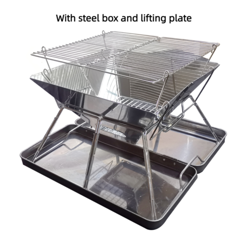 Outdoor Stainless Steel Folding Barbecue Grill Field Charcoal BBQ Grill Barbecue