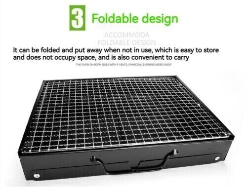 Outdoor Small Black Steel Charcoal Grill Portable Folding Thickened Grill BBQ