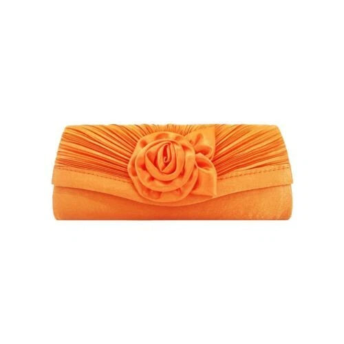Women Satin Flower Evening Clutch Bag Wedding Party Prom Bridal Shoulder Handbag 15 Colour