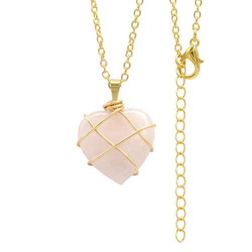 Women Winding Heart Shape Crystal Pendant Fashion Colored Gemstones Necklace