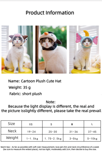 New Penguin Elephant Warmth Hat Cute Drag Cartoon Animal Pet Cat Plush Hat