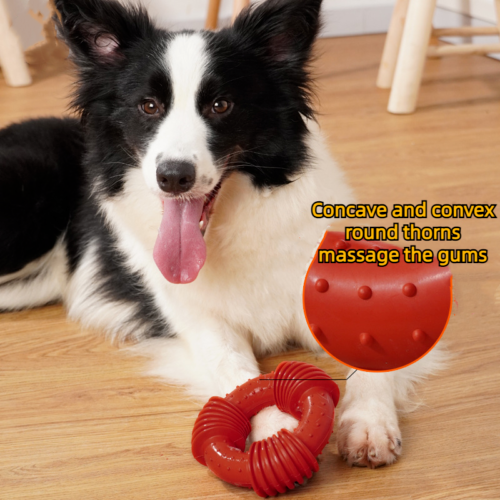 Dog Toys Rubber Bite Resistant Molar Tooth Cleaning Threaded Ring Pet Toys