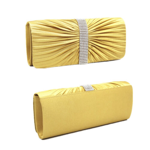 NEW Shining Satin Chain Handbag Ladies Evening Clutch Bag Wedding Bridal