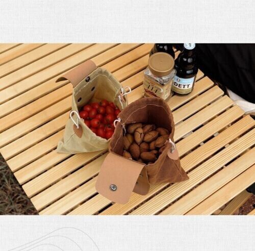 Outdoor Canvas Foraging Bag Fruit Pick Waist Tool Belt Pouch Drawstring Fold Bag