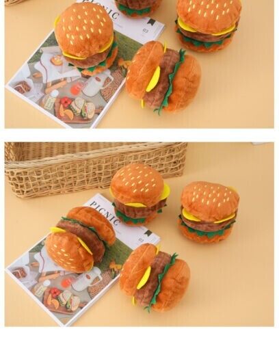 Hamburger Vocalized Plush Toy Grinding Teeth Cleaning Bite Resistant Dog Boredom