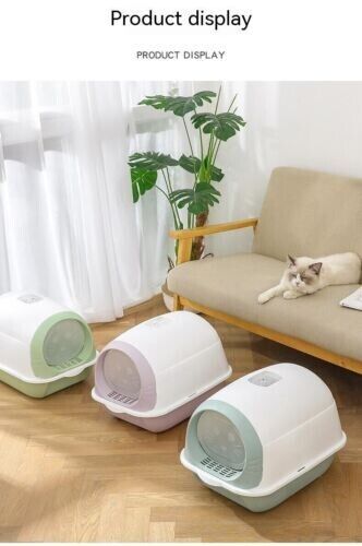 Fully Enclosed Anti-odor Anti-splash Cat Toilet Hooded Cat Litter Box Tray