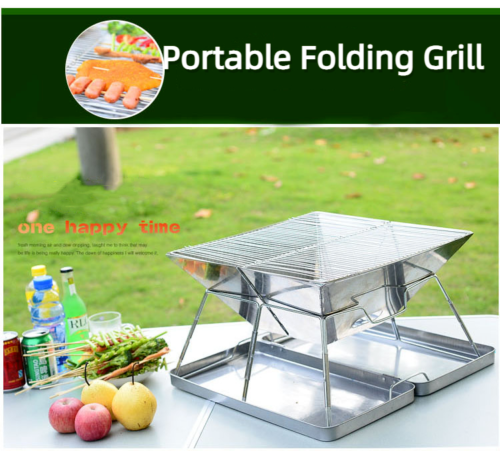 Outdoor Stainless Steel Folding Barbecue Grill Field Charcoal BBQ Grill Barbecue