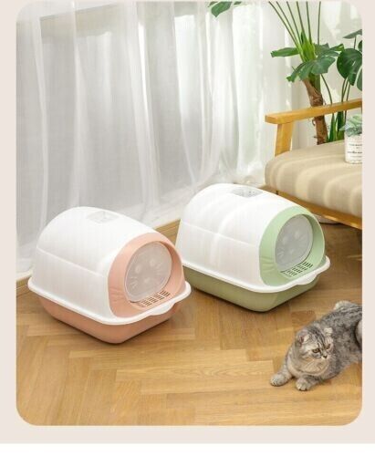 Fully Enclosed Anti-odor Anti-splash Cat Toilet Hooded Cat Litter Box Tray