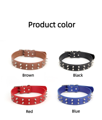 New Large And Medium Size Dog PU Leather Rivet Collar Punk Style Dog Collar