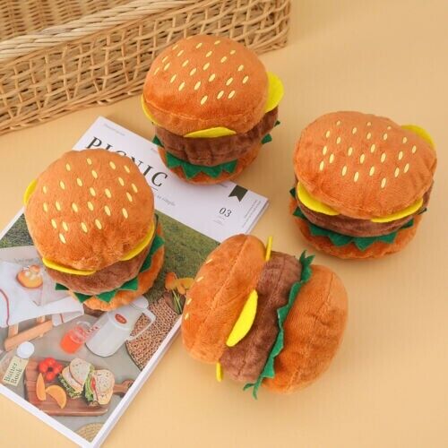 Hamburger Vocalized Plush Toy Grinding Teeth Cleaning Bite Resistant Dog Boredom