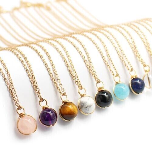 Ladies Collarbone Pendant Fashion Crystal Wire Wrapped Pendant Metal Necklace