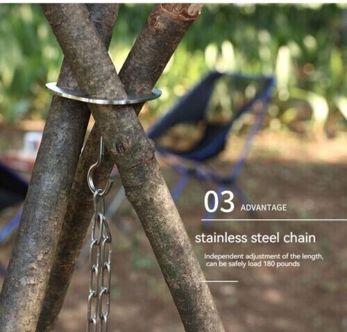 Outdoor Portable Pot Triangular Foot Holder Hanger Camping Stainless Steel Shelf