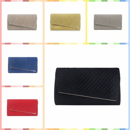 Women Shining Satin Ladies Wedding Bridal Chain Handbag Sparkly Evening Clutch