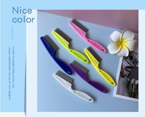 Pet Dog Encrypted Clean Flea Lice Removal Comb Hair Shedding Comb Steel Pin Comb