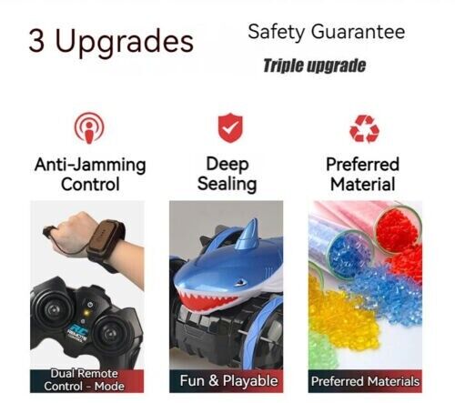 Amphibious Shark Stunt Car Remote Control Wireless Electric Toy Boy Kids Gift