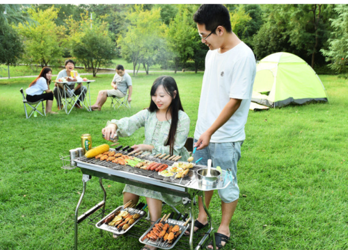 New Outdoor Portable Large Stove Charcoal BBQ Grill Camping Cooking 5+people