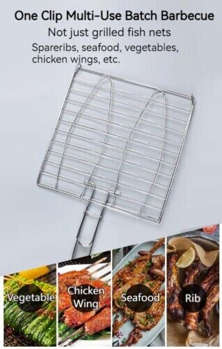 Outdoor BBQ Clips Durable Tools Thick Camping Cooking Net Grilled Fish Tong