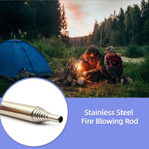 Outdoor Retractable Fire Starter Stainless Steel Fire Blow Stick Camping Gear