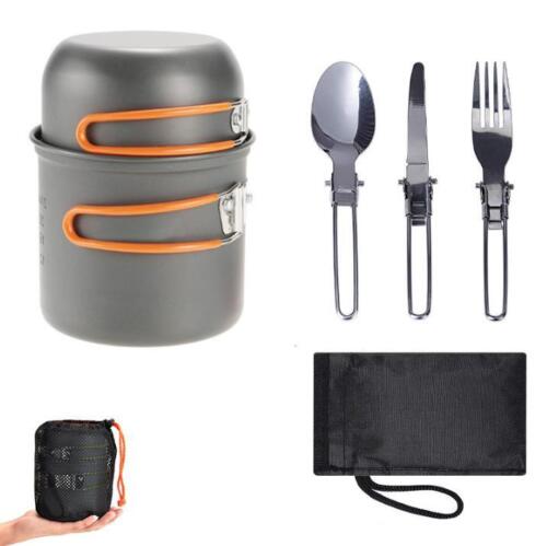 Outdoor Portable Camping Cookware Set Hiking Cooking Pot Gas Stove Tableware Kit