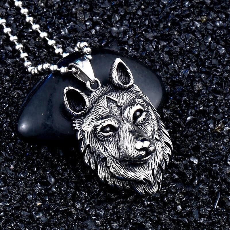 Retro Pendant Punk Vintage Cross Animal Totem Poker Pendant Biker Chain Necklace